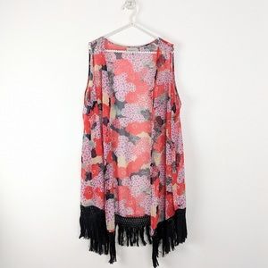 Red Kimono Fringe Vest from Avenue